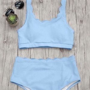 High waisted scalloped bathing suit